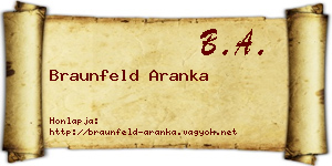 Braunfeld Aranka névjegykártya